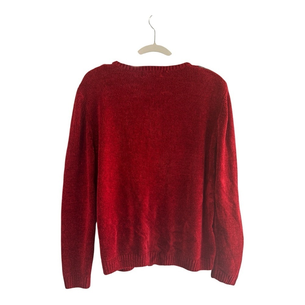 Alfred Dunner Red and Gray Floral Knit Cardigan - Picture 4 of 9